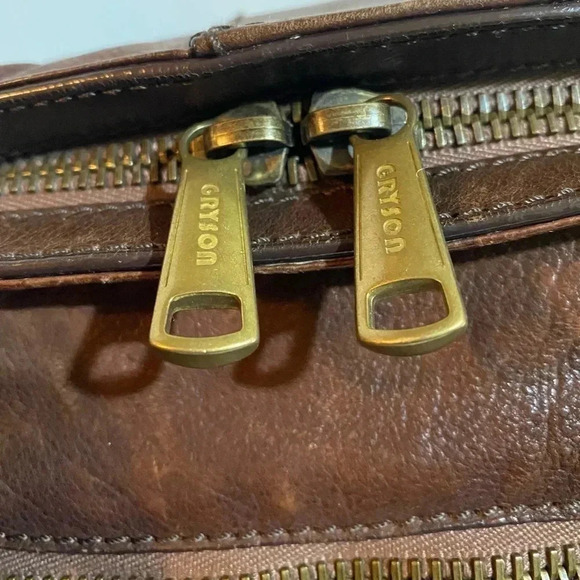 Gryson brown distressed leather satchel handbag - Picture 10 of 16